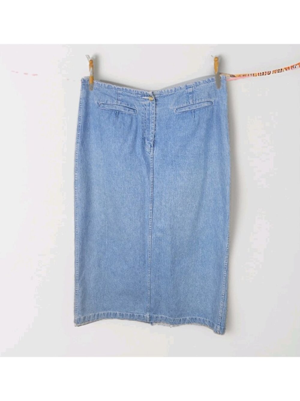 CJ Banks Denim Skirt Size 16W Jean Long A Line Western Modest Slit Light Wash